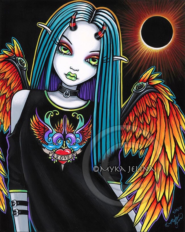 Rocker Angel Gothic Guitar Tesla Fairy Musical Nika Signed Myka Jelina Art Print 